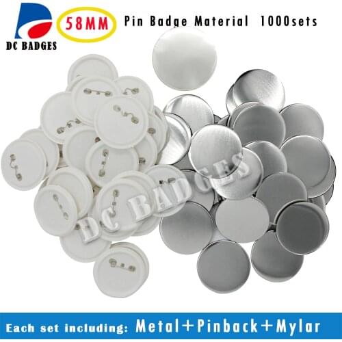 1000sets NEW Professional 2-1/4"(58mm) Plastic Pinback Button Parts ,Blank button Badge Supply Materials