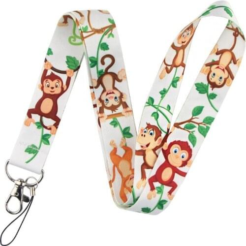 20pcs Cartoon monkey Classical Style Lanyard keys The 90s Phone Working Badge Holder Neck Strap With Phone Rope webbing ribbon