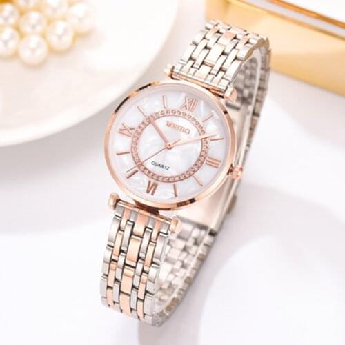 2021 Fashion Stainless Steel Quartz Watches for Women with Diamond Decorate Women Wrist Watch Ladies Watches