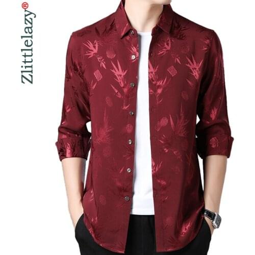 2020 Brand Casual Luxury Autumn Long Sleeve Slim Fit Men Shirt Streetwear Social Dress Bamboo Shirts Mens Fashions Jersey 02101