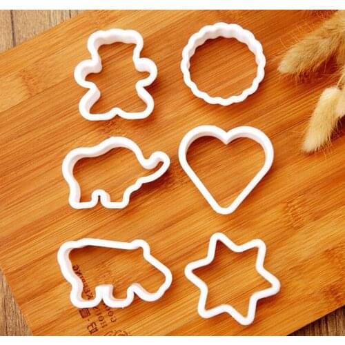 6pcs Vintage Animal Star Plaque Frame Cookie Cutter Set Plastic Biscuit Mold Fondant Cutter Cake Decorating Tools