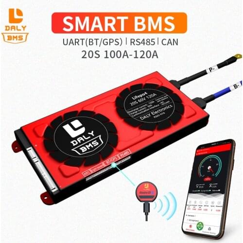 Lifepo4 Smart bms 18650 battery 20S 60V 100A 120A for rechargeable lithium ion battery bluetooth NTC 485 CAN function