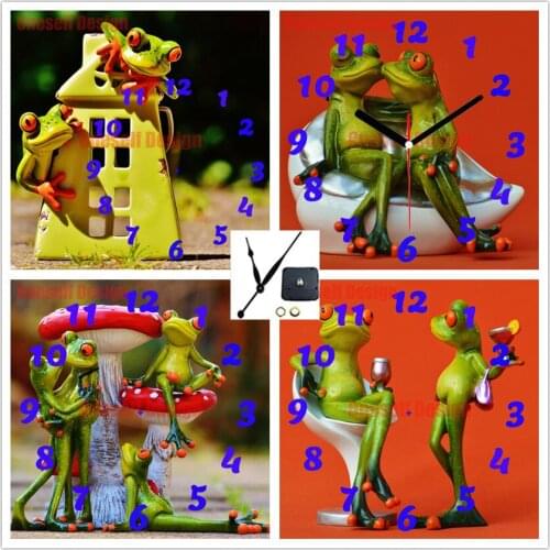 2020 diy diamond painting 5d clock animal frog diamond mosaic sale cartoon frog rhinestone pictures decoration home wall sticker