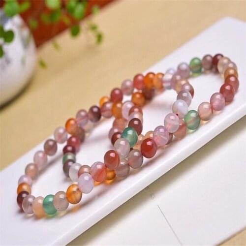 Natural Stone Salt Source Color Agate Beads 6mm Round Gem Beads DIY Jewelry Production