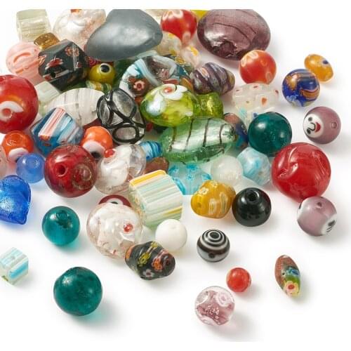 100g Mix Shape Handmade Gold Sand Lampwork Beads With Eye For DIY Bracelet Necklace jewelry making Decor Mix Color,hole: 0.8~4mm