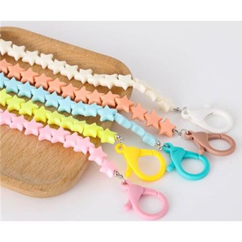 Childrens 55cm Star Candy Color Plastic Glasses Chain Anti-Slip Anti-Lost Cute Fashion New Trend Mask Chain Wholesale