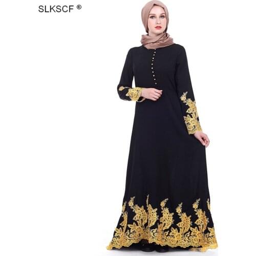 [SLKSCF] Black Long Sleeve Dress Kaftan Palace Style Arabian Muslim Women Abaya