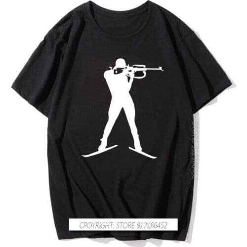 Summer Men 100% Cotton T-Shirts Cool Tees Shirt Biathlon Biathlete TShirt Hip Hop Tee Tops Streetwear