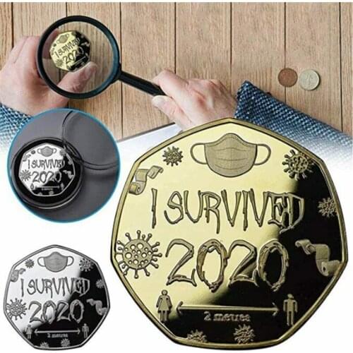 Hot Sale I SURVIVED 2020 Commemorative Coin Memories of The Past Gift Special Souvenir Coins Metal New Year Non-currency Coins