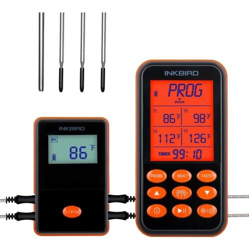 Inkbird IRF-4S Wireless Digital Meat Thermometers Remote Cooking Food Barbecue Grill Thermometer with 4 Probes For Oven Smoker