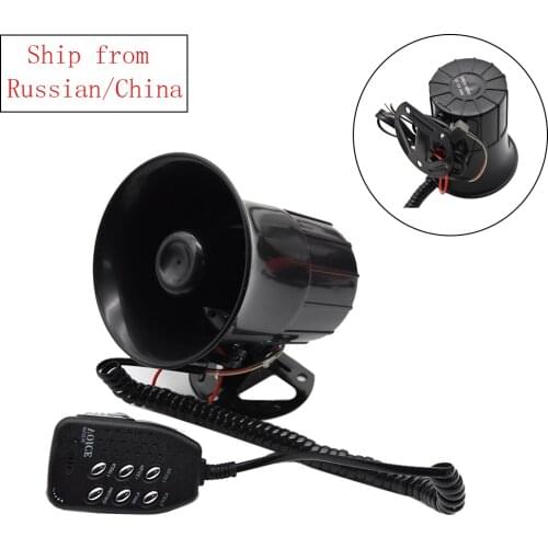 Motorcycle Car Megaphone 6 Tones Police Siren Sound High Speakers Alarm Van Truck Boat 100w 12v Modification Parts Horn Black