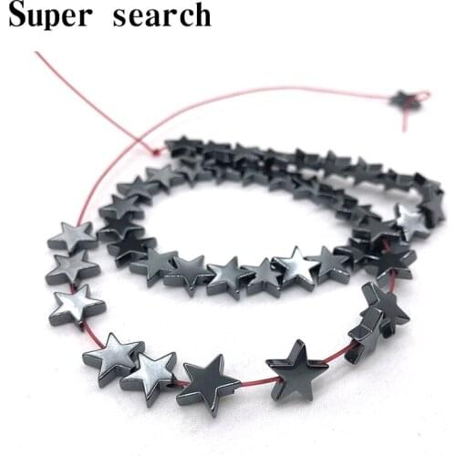 Natural Stone Black Hematite Loose Beads Stars Necklace Bracelet Five-pointed star DIY jewelry making parts