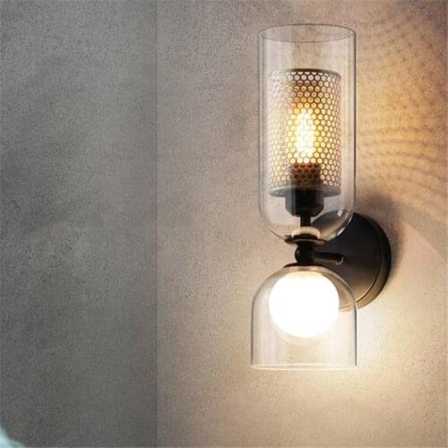 Nordic Iron Net Glass Wall Lamps Modern LED Double Head Wall light Kitchen Sconce Cafe Corridor Aisle Bedside Creative Fixtures