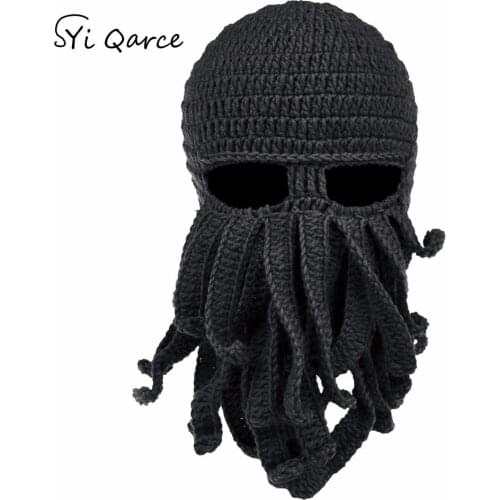 2021New Handmade Tentacle Octopus Pure cotton Hat Balaclava Cap Winter Warm Hat Skullies Beanies for Mens Best Christmas Gift