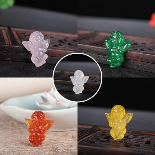 Natural Green Jade Angel Pendant Necklace Chinese Chalcedony Hand-Carved Fashion Charm Jewelry Accessories Amulet Men Women Gift