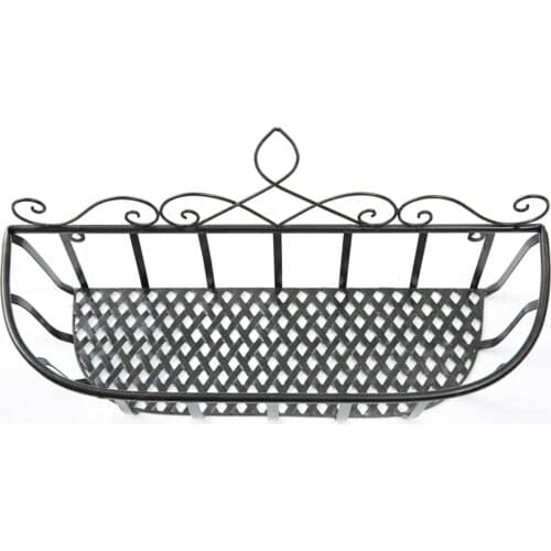 Balcony Hanging Flower Rack Patio Railing Shelf Plant Pots Holder Railing Shelf Patio Deck Household Storage Basket Decoration