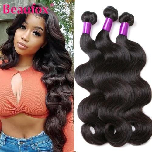 Beaufox Body Wave Bundles Indian Hair Weave Bundles 100% Human Hair Wavy Bundles For Women Remy Hair Extensions 4 Bundles Lot