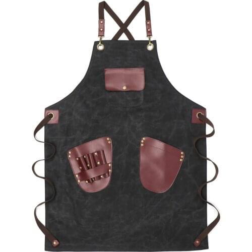 Barber Work Apron High Duty Waterproof Wax Canvas Heavy Working Tool Apron for Work Unisex
