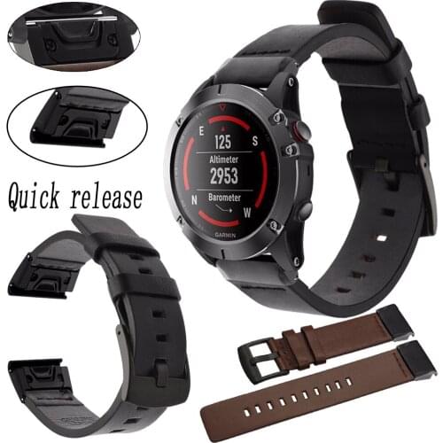 26 22 20MM Watchband Strap for Garmin Fenix 3/5X plus/S60/Mk1 Watch Quick Release Band Leather Easy Fit Wristband Accessories