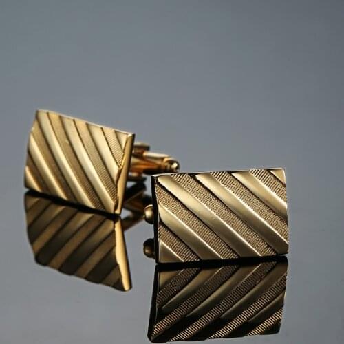 Luxury 2018 New Arrival Men Gift Golden Classic stripes Cufflinks Design golden Color Copper Cufflinks Wholesale & retail