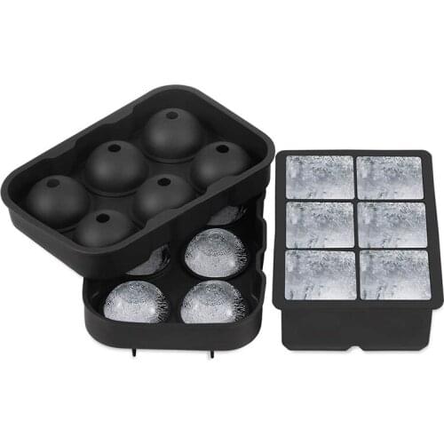 2 Piece Silicone Large Ice Square Tray for Cocktails-Large Ice Square Tray for Spherical and Square Ice
