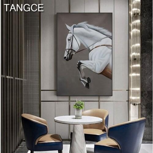 Modern White War Horse Canvas Painting Brave Horse Posters and Prints Exquisite HD Wall Picture for Living Room Affiche Salon
