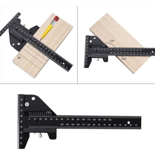T Shape Aluminum Alloy Scale Metric Measure Scribing Ruler Woodworking Carpentry Marking Tool Line Drawing Ruler Wholesale