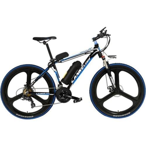 Smart Electric Mountain Bike 2 Wheel Electric Bicycles 26Inch 48V 240W White/Blue 5 Grade Pedal Assist Adult Electric Bicycle