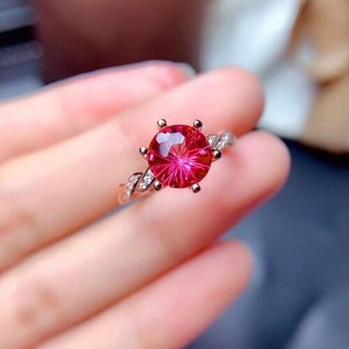 Exquisite Rose Gold Plated Promise Ring Princess Rose Red Zircon Ring Birthday Banquet Gifts Wedding Engagement Women Jewelry