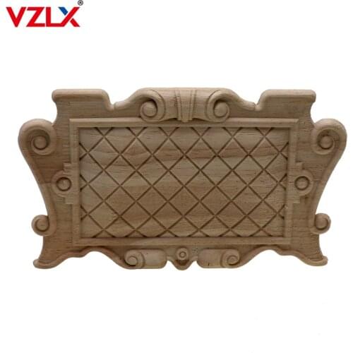 VZLX Flower Wood Carving Natural Rubber Wood Carved Applique Vintage Furniture Craft Decor Home Decoration Maison Accessories