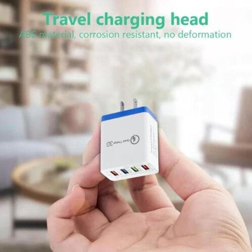 4 Ports USB Charger 3.0 USB Hub Wall Charger 3A Color Phone Charging Plug Travel Fast Power Smart US EU Adapter Universa A1I0