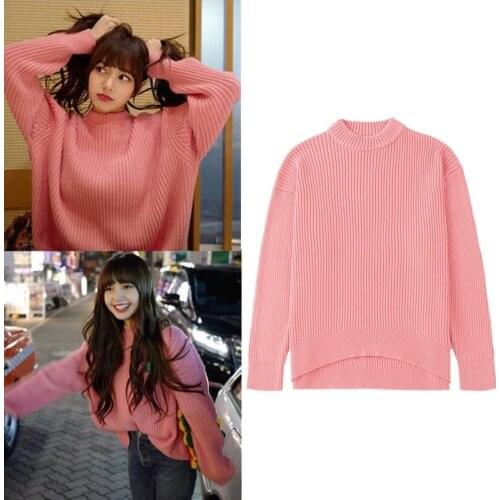 Kpop korean Celebrity winter warm Women pink Knitting Sweaters korean Pullovers Turtleneck Long Sleeve Elastic sweet Sweater