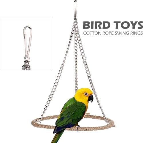 1pc Bird Rope Ring Swing Cockatiel Hanging Cages Perch Hammock Bird Toys Swings Supplies Parts 15*22cm