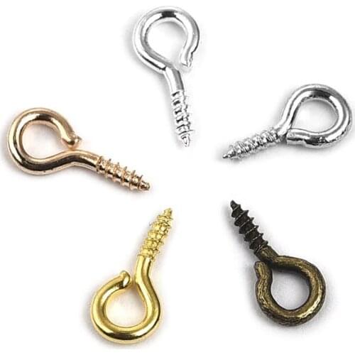 100 Pcs Screw Hook Thread Button Hole Needle Eye Claw Nail Connector Pendant For Resin Mold Jewelry Making Accessories