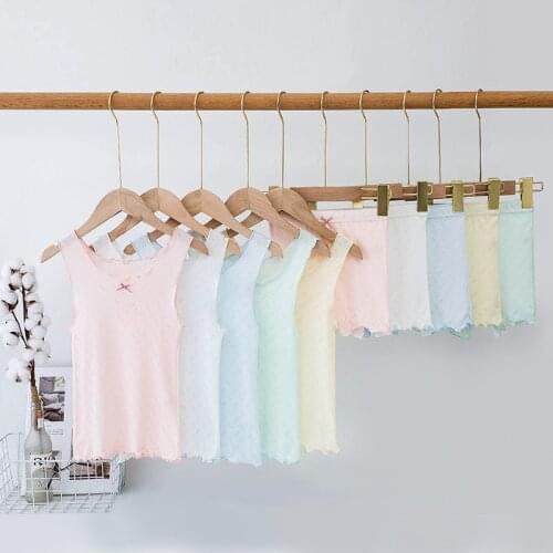 2021 Casual Tops+Shorts Underwear Summer Baby Sleepwear for Girls Cotton Sleep Clothing Kids Indoor Pink Pajamas Sets (2 Styles)