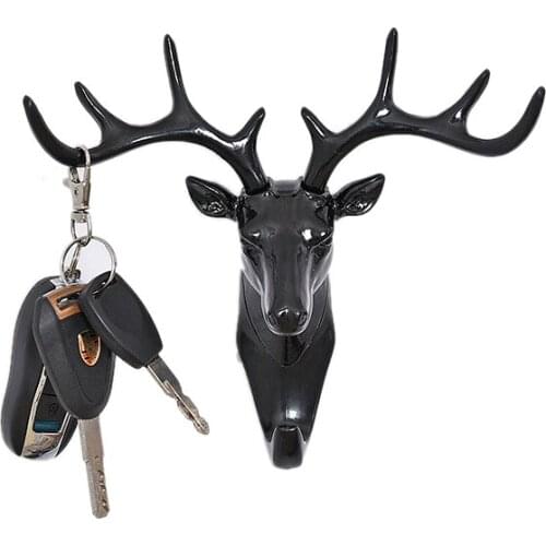 3Pcs Decorative Wall Mounted Hooks for Hat Scarf Key, Vintage Deer Head Antlers for Hanging Clothes, Key Holder Wall Sculpture