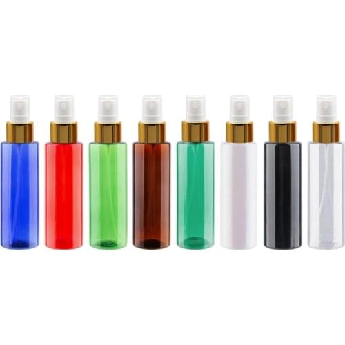 30pcs 120ml Empty Black Spray Bottles With Gold Aluminum Collar Pump White Plastic Container Bottle Fine Mist Sprayer