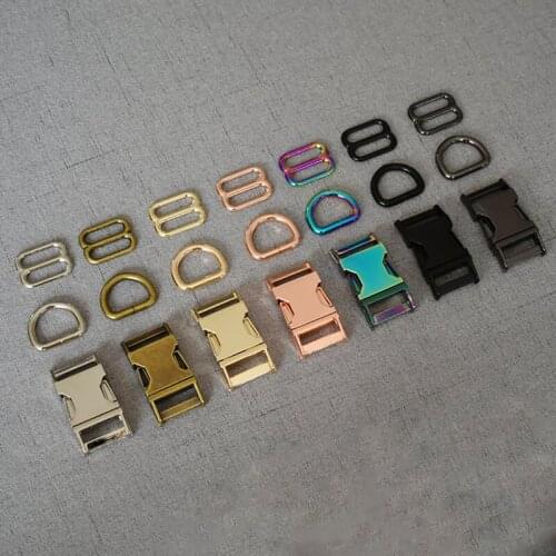50 set metal buckle adjust buckle D ring/three-piece Dog Chain Buckle Snap Clasp Clip Trigger Bag Parts Accessories