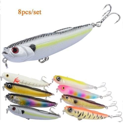 8pcs 9.2cm 9g Pencil lure Set Topwater Spinner Fishing lures 2021 Bass Whopper Plopper Frog Trolling Pesca Whopper Plopper