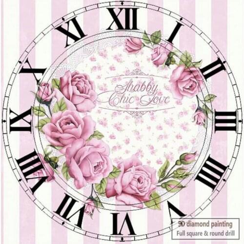Full square / round 5d diy diamond painting cross stitch wall clock flower icon 3D mosaic embroidery home decoration