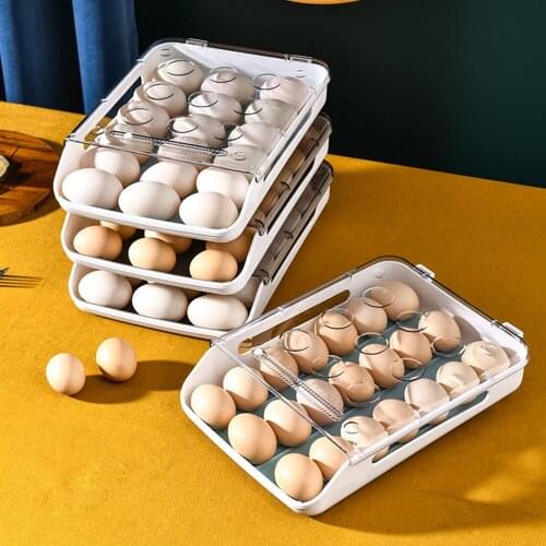 Household Egg Storage Box Drawer-Type Refrigerator Storage Box Plastic Transparent Dumpling Box Double Layer Egg Tray Egg Holder