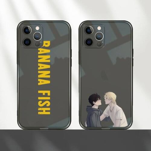 Banana Fish Phone Case For iPhone 12 11 8 7 mini pro X XS XR MAX Plus Black Transparent Cover