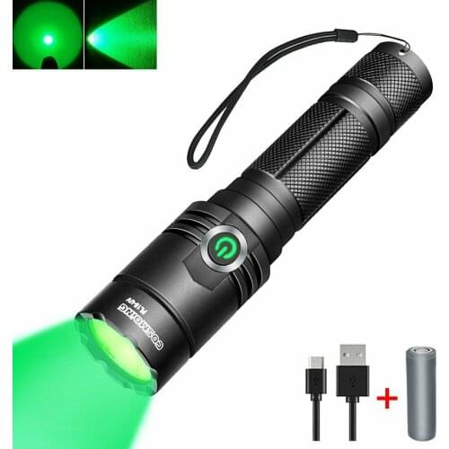 COSMOING 400 Yards Hunting Green Light Rechargeable Tactical LED Flashlight 18650 Torch