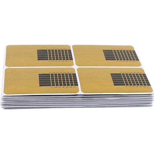 100 Pcs Nail Art Guide Forms for Nails Acrylic UV Gel Tips Extension Manicure Sticker Tool Gold