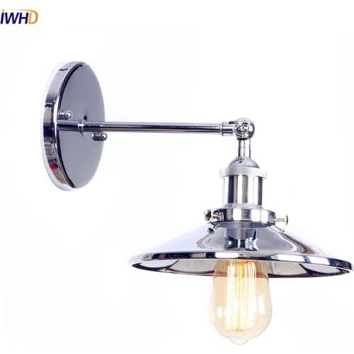 IWHD Silver Iron Retro LED Wall Lights Fixtures Bedroom Bathroom Edison Loft Style Vintage Industrial Wall Light Sconces Aplik