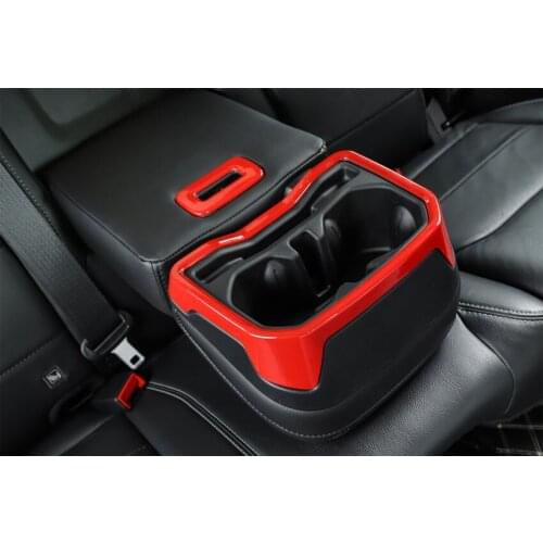 JXKaFa Fit For Jeep Wrangler JL 2018 Car Rear Armrest Water Cup Holder Frame Decor Trim Bezel Garnish Styling Moldings ABS