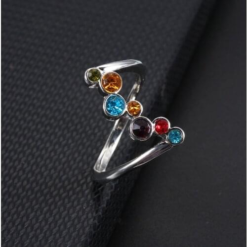 Inlaid Color Round Cubic Zirconia Ring For Women Popular Simple Colorful Ring Wedding Party Jewelry Birthday Gift For Girlfriend
