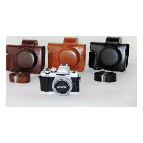 Leather Camera case bags with Grip strap Shoulder Strap for Olympus EM10 II EM-10 II