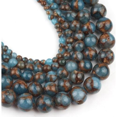 Natural Lake Blue Cloisonne Stone Round Loose Spacer Beads For Jewelry Making 6 8 10 mm 15 inch Diy Jewellery Necklace Wholesale