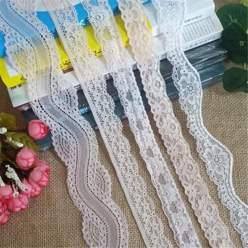 2-5cm Wide High Quality White Elastic Color Lace Decorative Handmade Material Gift Packaging